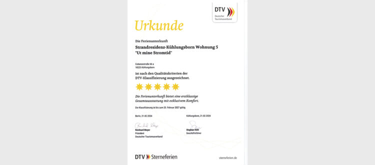 DTV Urkunde Wohnung 5