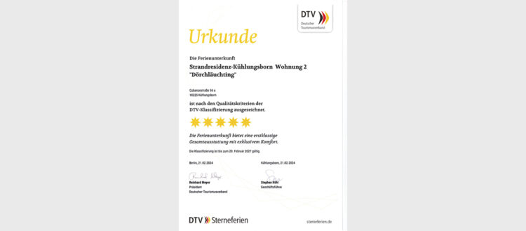 DTV Urkunde Wohnung 2