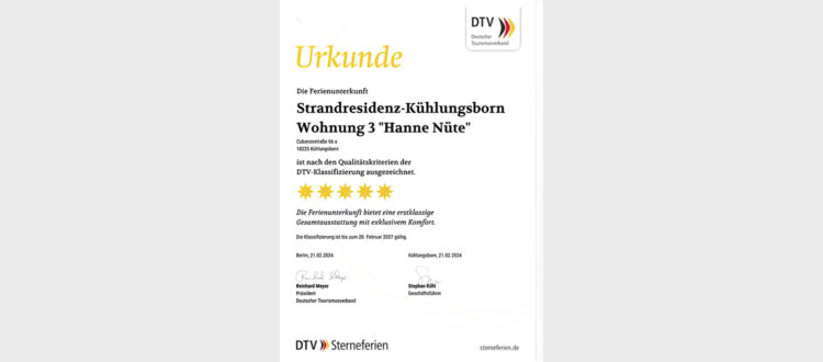DTV Urkunde Wohnung 3