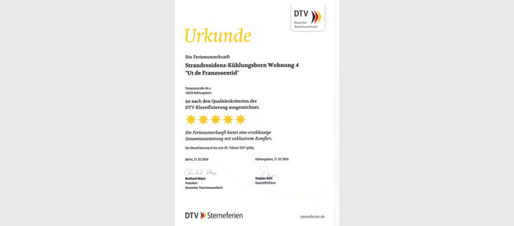DTV Urkunde Wohnung 4