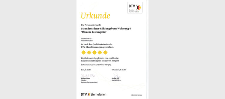 DTV Urkunde Wohnung 6