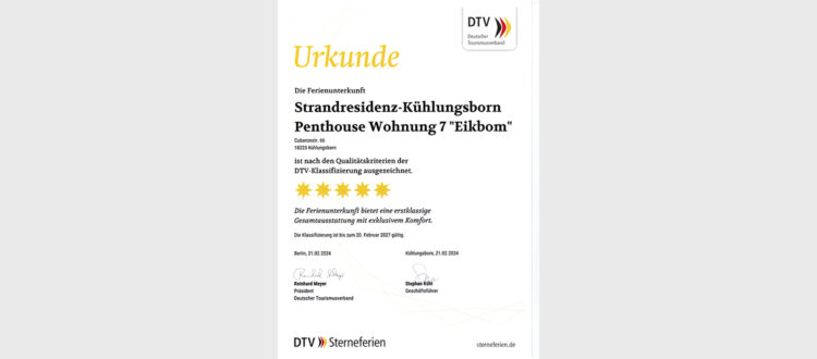 DTV Urkunde Wohnung 7