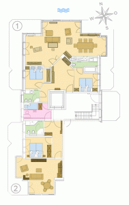 Grundriss Wohnung 1 & 2 Strandresidenz-Kühlungsborn Ost