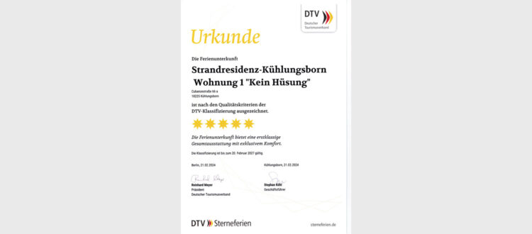DTV Urkunde Wohnung 1
